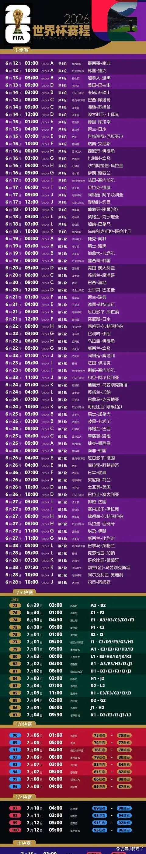 2026世界杯赛程出炉：意大利又缺席，球迷熬夜指南来了